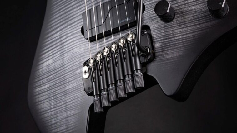 "Reimagining Movement, Stability, and Reaction": Strandberg’s innovative Arc TILT tremolo is crafted to enhance a more intuitive, expressive, and inspiring playing experience.]