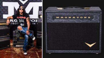Slash collaborates with Magnatone for the compact Lil’ Viper amplifier.]