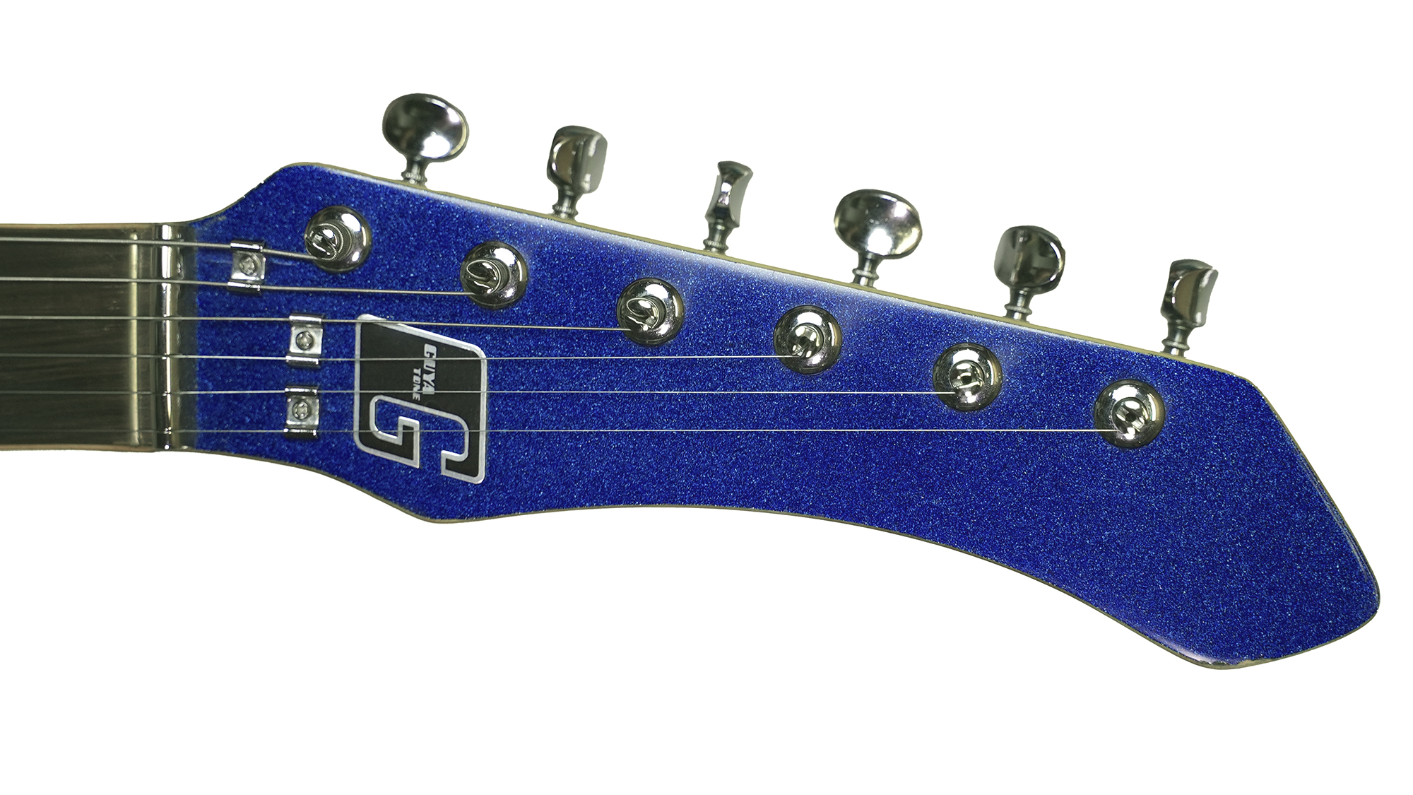 A photo showing a detail of a 1968 Guyatone LG 350-T Sharp 5 electric guitar