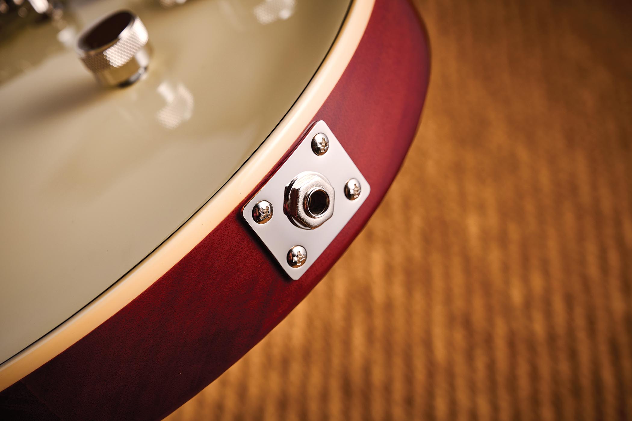 Gretsch Electromatic Jet in Vintage White, photographed in close-up.