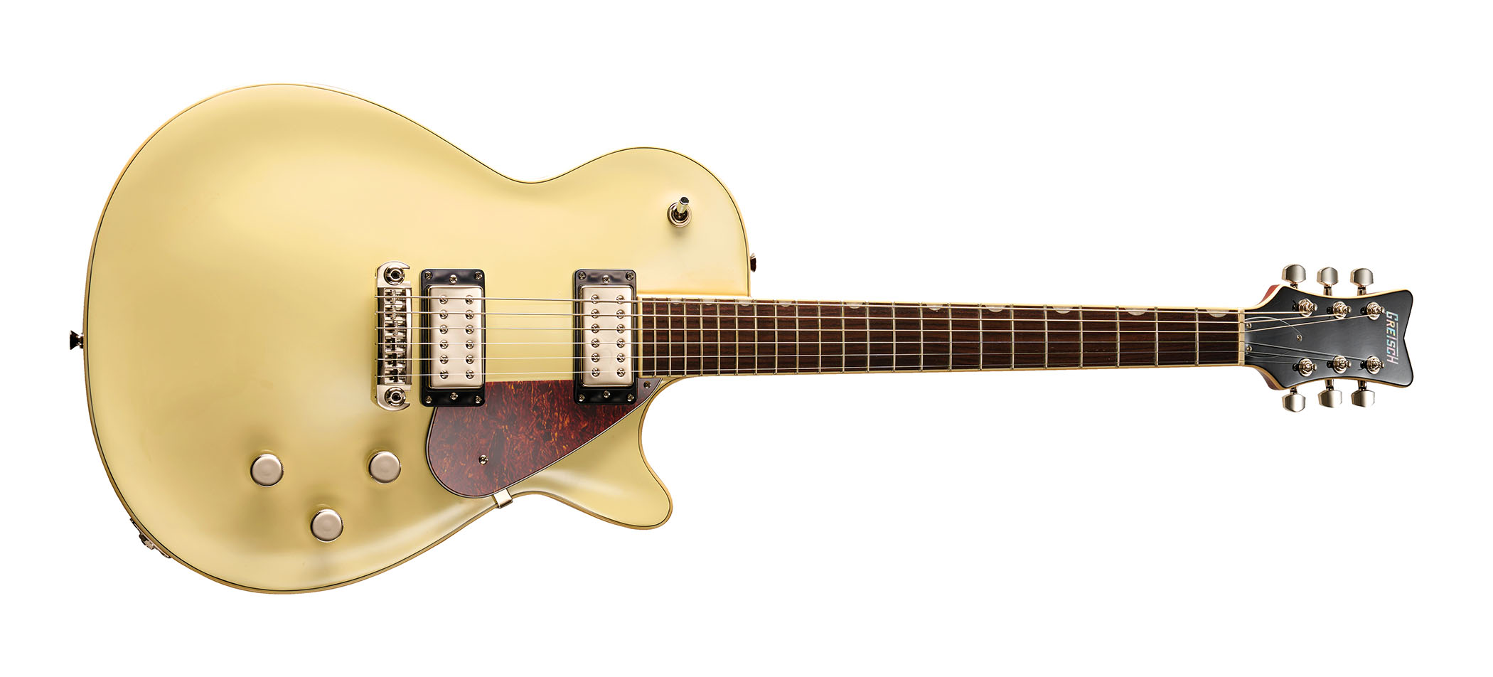 Gretsch Electromatic Jet in Vintage White, photographed in close-up.