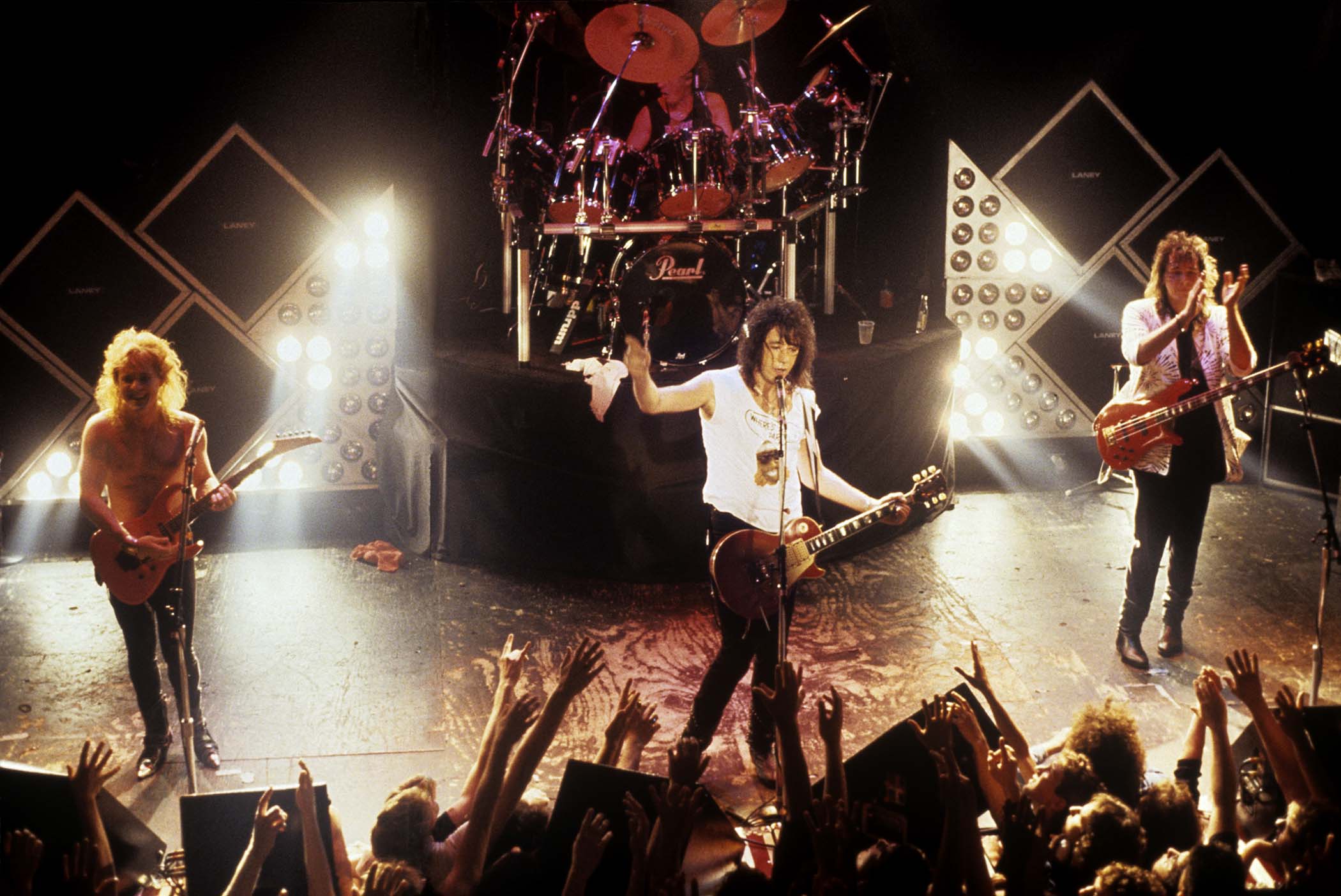 Ace Frehley fronts Frehley's Comet during a 1987 live show at at The Chance in Poughkeepsie, New York