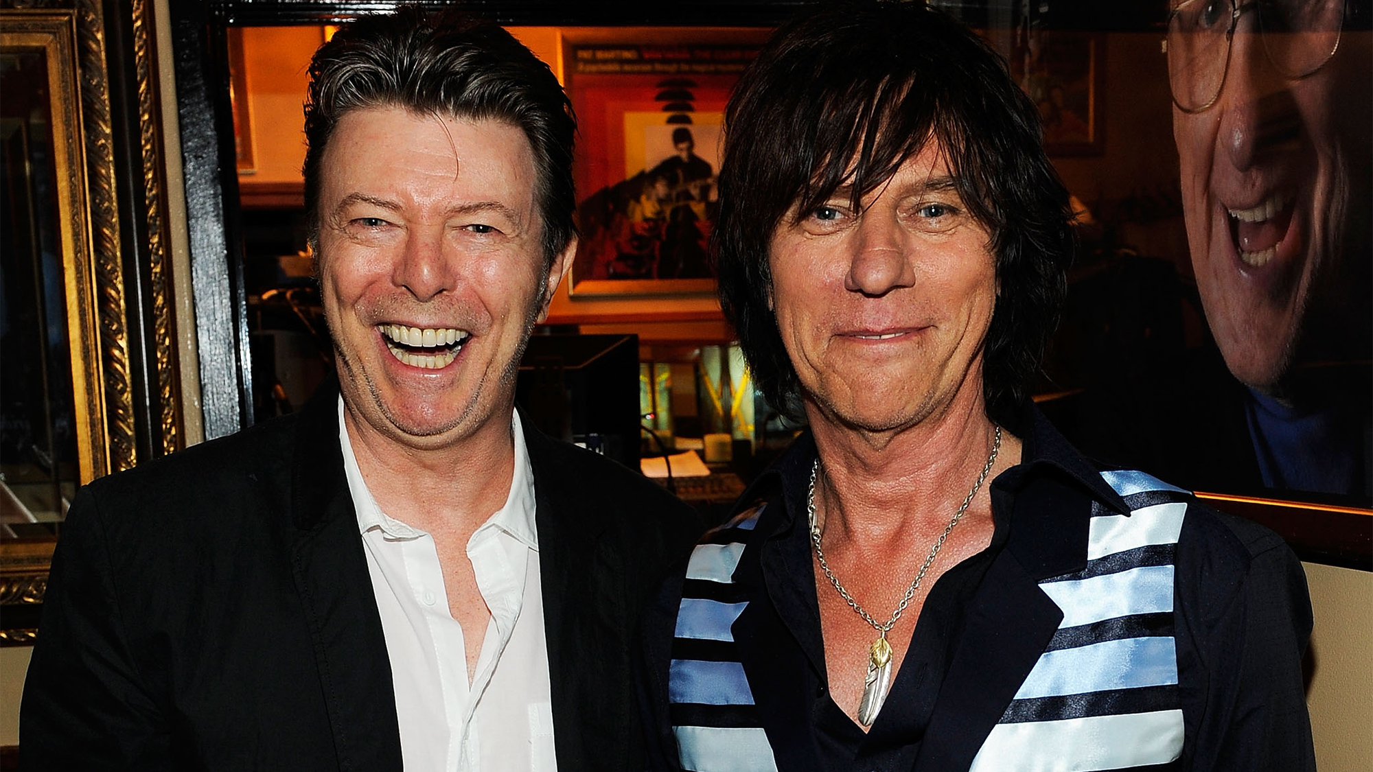 David Bowie (L) and Jeff Beck attend Les Paul's 95th Birthday with Special Intimate Performance at Iridium Jazz Club on June 8, 2010 in New York City.