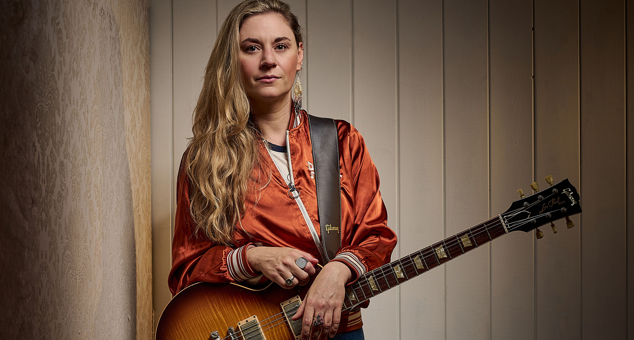 Joanne Shaw Taylor is photographed with her Custom Shop Gibson Les Paul &ndash; a great instrument, but only backup