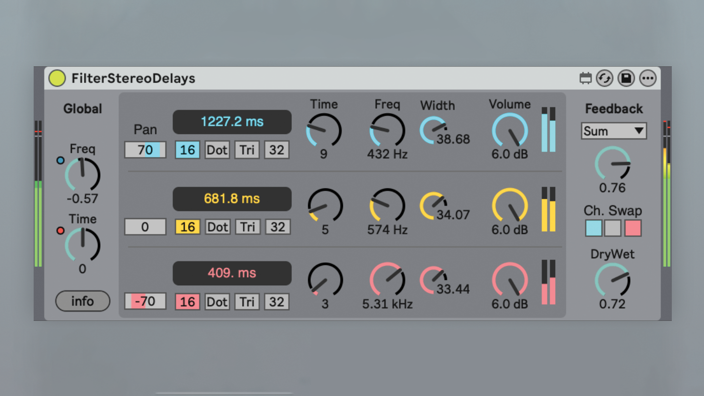 Ableton Live co-founder Robert Henke refreshes a timeless Live effect with the free M4L device, Filter Delays.]