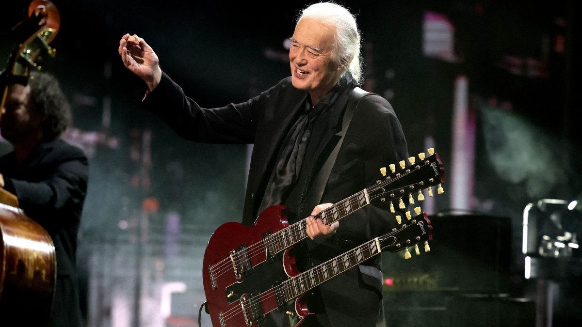Jimmy Page performs onstage during the 38th Annual Rock &amp; Roll Hall Of Fame Induction Ceremony at Barclays Center on November 03, 2023 in New York City