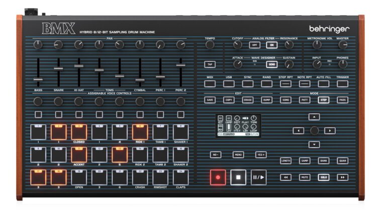 Behringer introduces the BMX, a $459 replica of the Oberheim DMX.]
