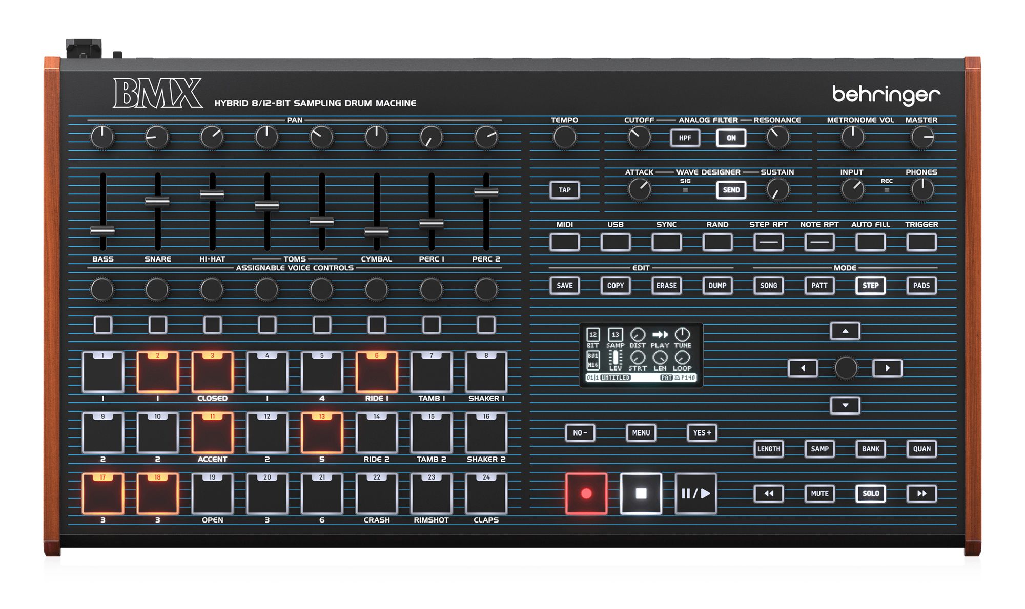 Behringer introduces the BMX, a $459 replica of the Oberheim DMX.]