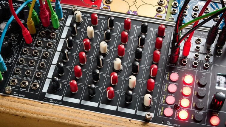 "Delightful to operate, presents intriguing patching possibilities, and is adaptable for expansion: ADDAC System 814 6x6 Stereo Matrix Mixer Review"]