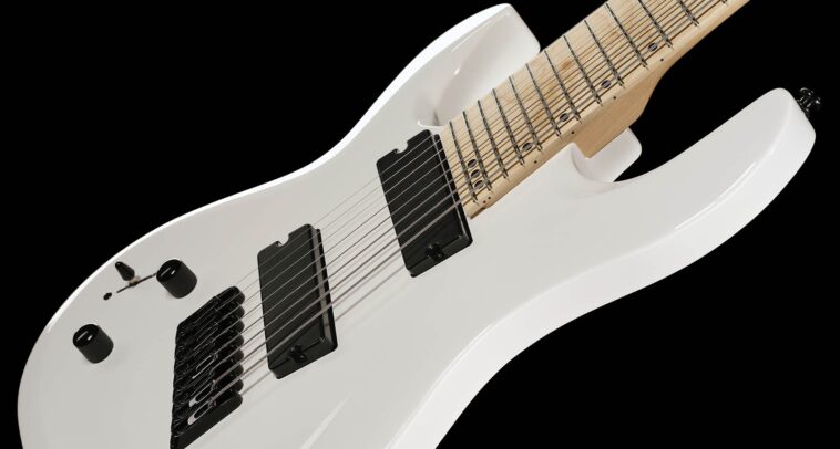 Harley Benton has released an 8-string guitar for left-handed musicians featuring a multi-scale design and high-output humbuckers, all for under $300.]