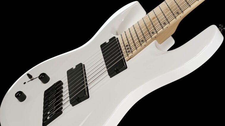 Harley Benton has released an 8-string guitar for left-handed musicians featuring a multi-scale design and high-output humbuckers, all for under $300.]