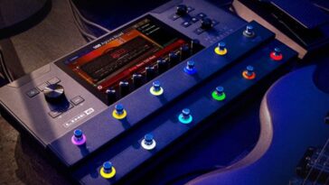 Is the Line 6 Helix Stadium Floor Poised to Compete with the Quad Cortex? Featuring an 8” touchscreen, innovative AI modeling technology, and live show automation, it certainly has potential.]