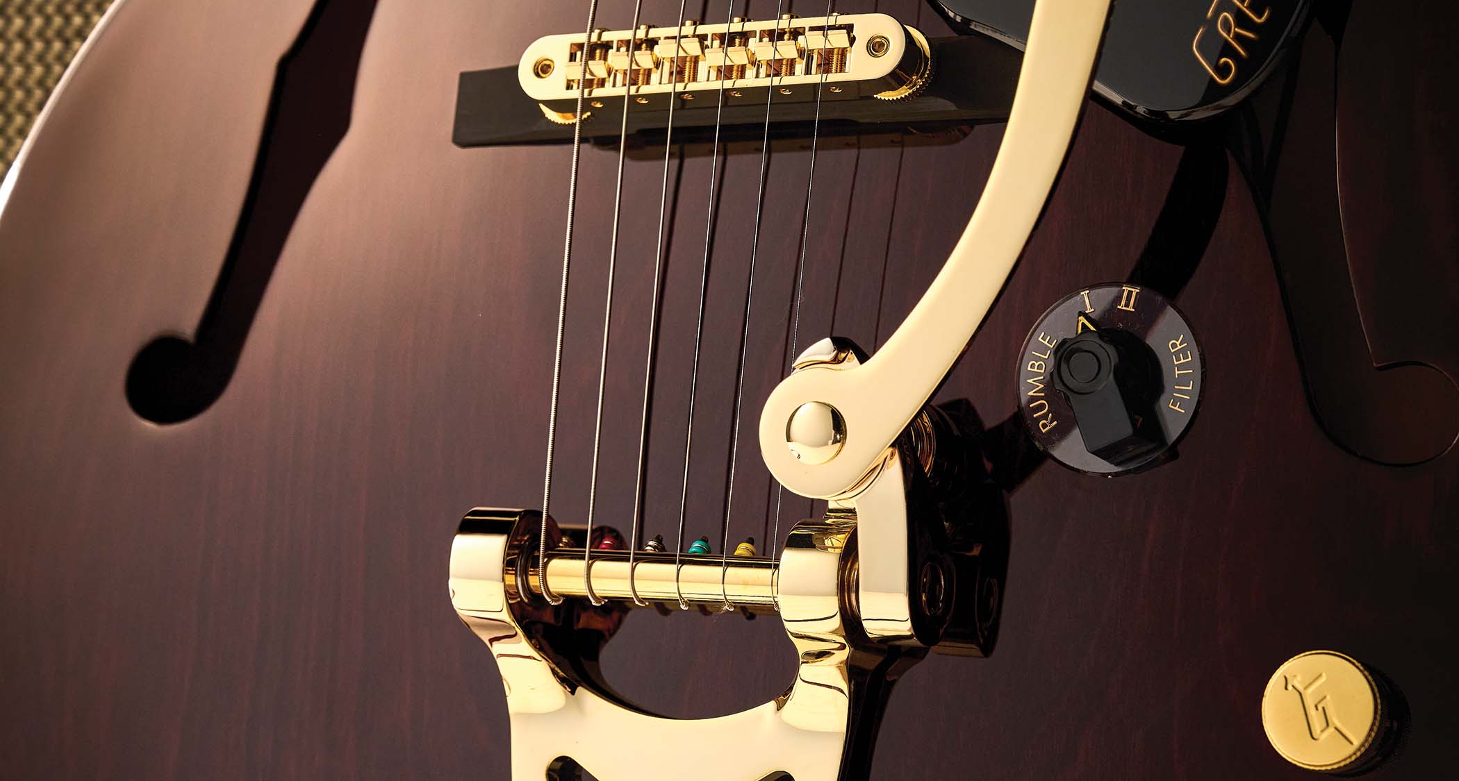 Gretsch Limited Edition Abbey Road RS201 Studiomatic: A tie-up between Abbey Road Studios and Gretsch featuring a recording-aimed circuit inspired by the studios&rsquo; Rumble Filter