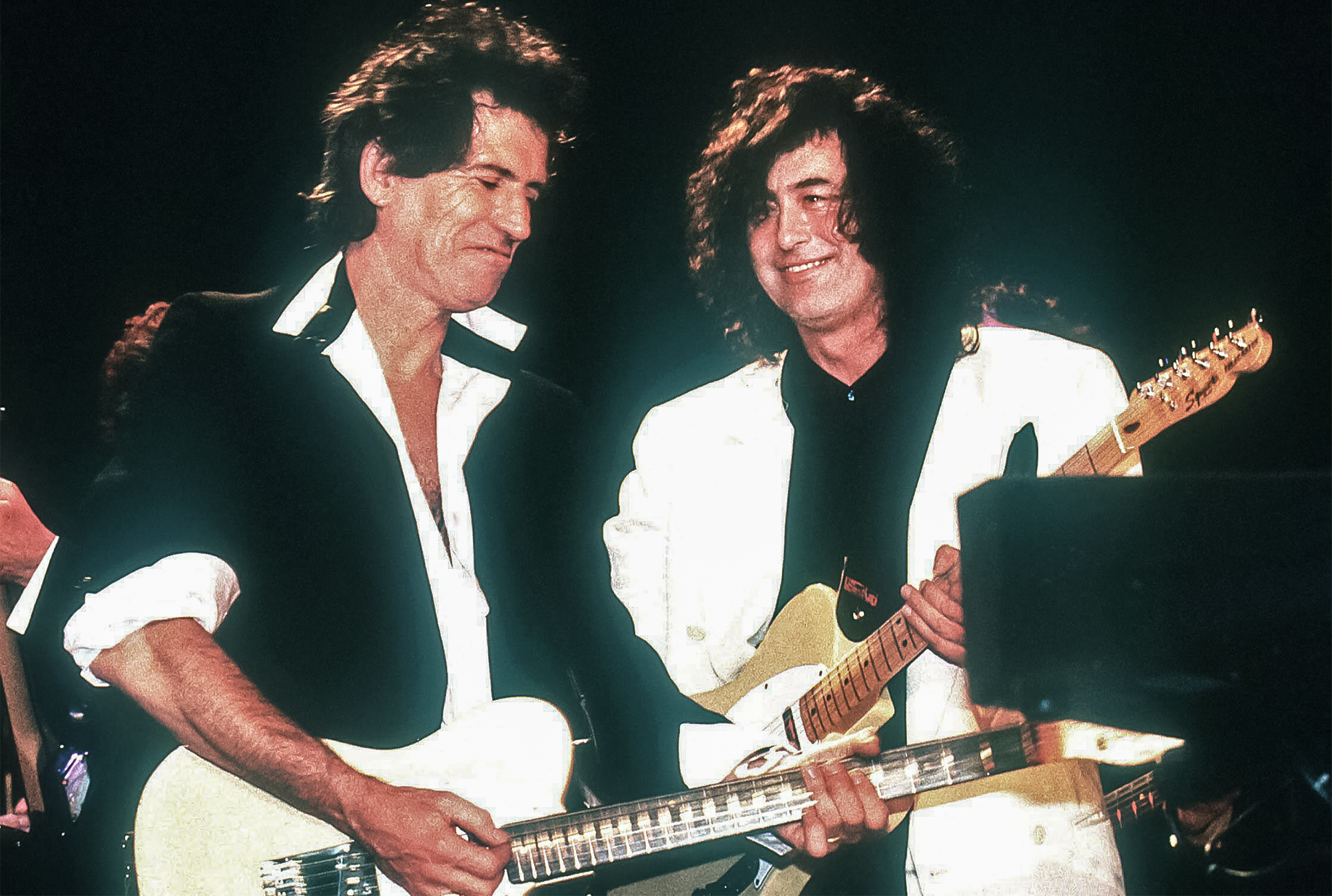 Keith Richards (left) and JImmy Page in 1992