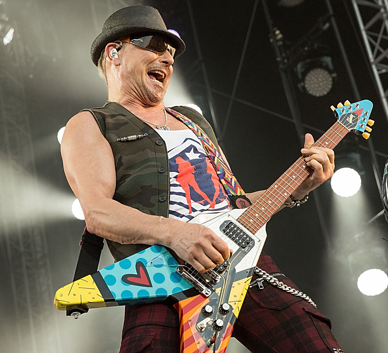 Rudolf Schenker performs onstage with the Scorpions at the River City Rockfest at the AT&amp;T Center in San Antonio, Texas on May 29, 2016