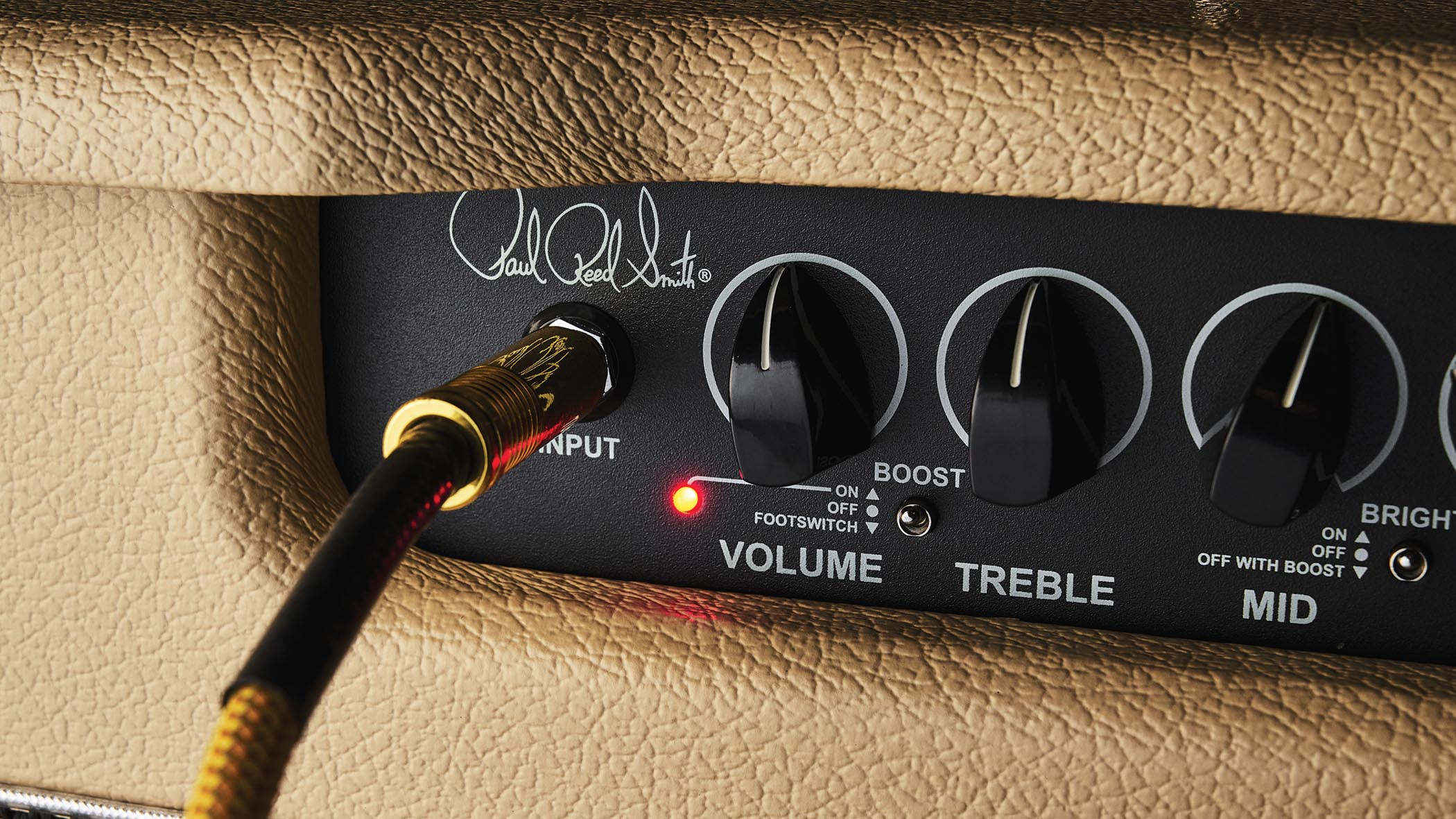 PRS DGT 15 Combo: The combination of blonde Tolex &ndash; nodding to the Fender brown-panel years &ndash; with a Marshall-style salt-and-pepper basket-weave speaker grille cloth evoke the classic designs of 60s US amps as much as the amp does tonally