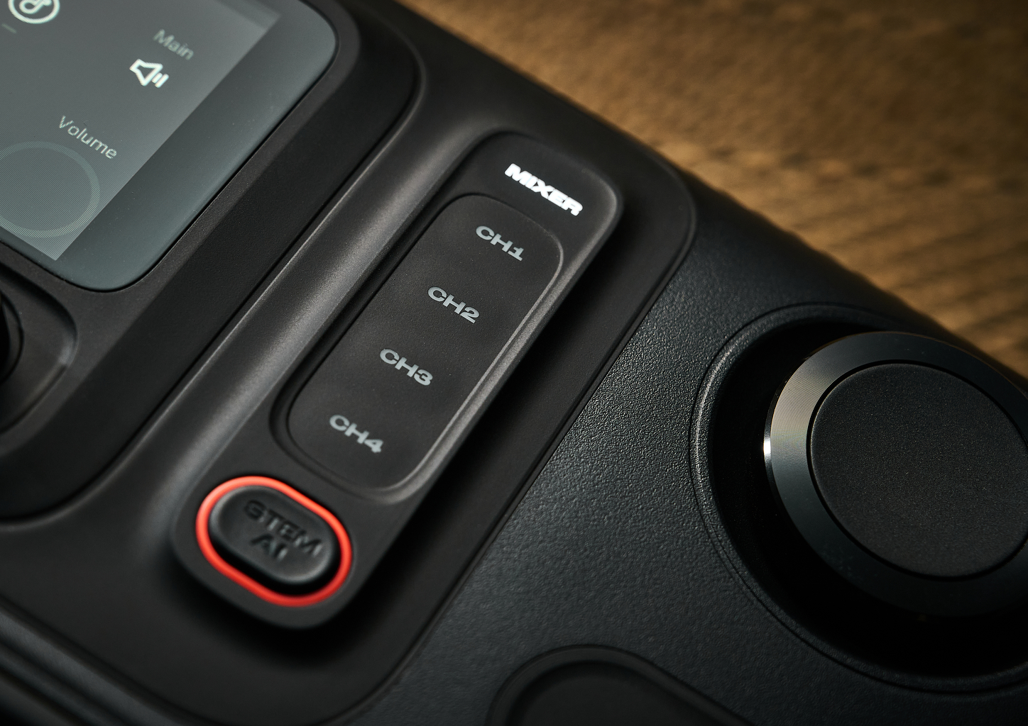 The mixer and stem AI buttons on the JBL BandBox Trio