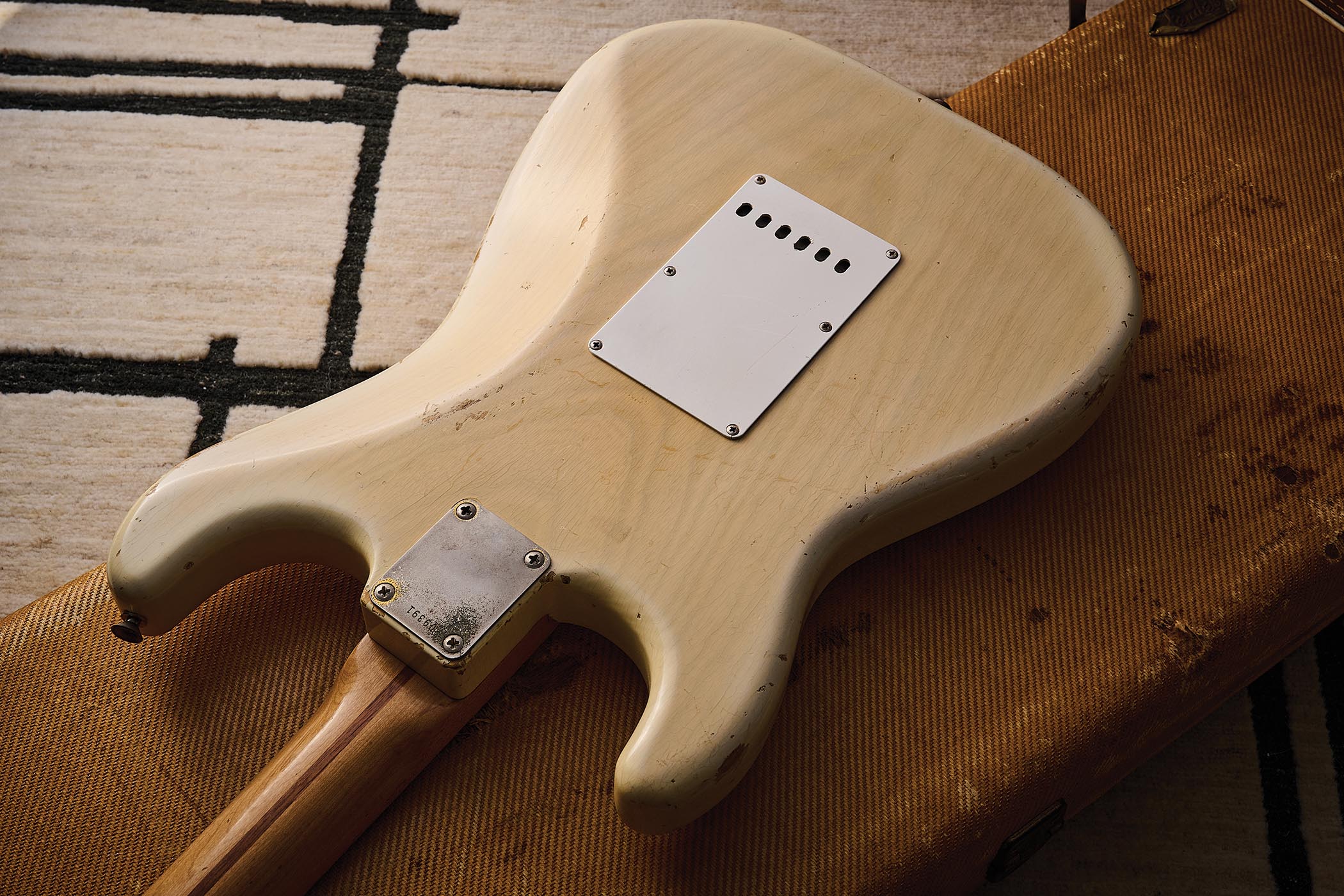 The back of a Fender Mary Kaye Stratocaster