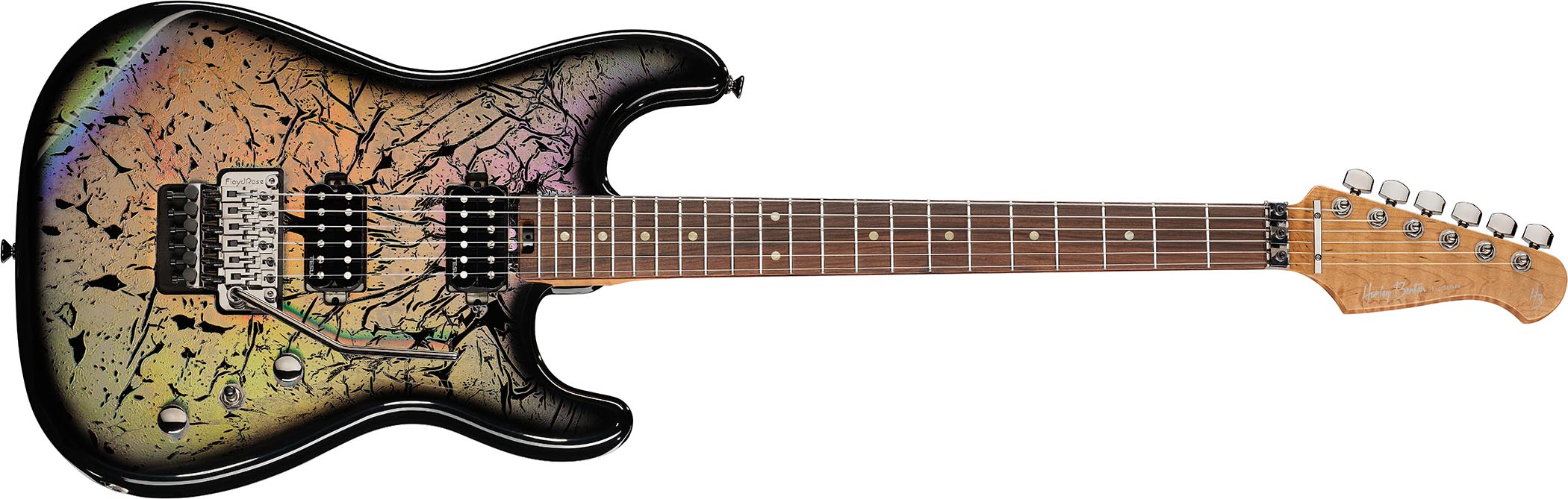 Harley Benton goes for the '80s vibe as it refreshes its ST-80FR shred guitars in six Sparkle Burst finishes – including Hologram.