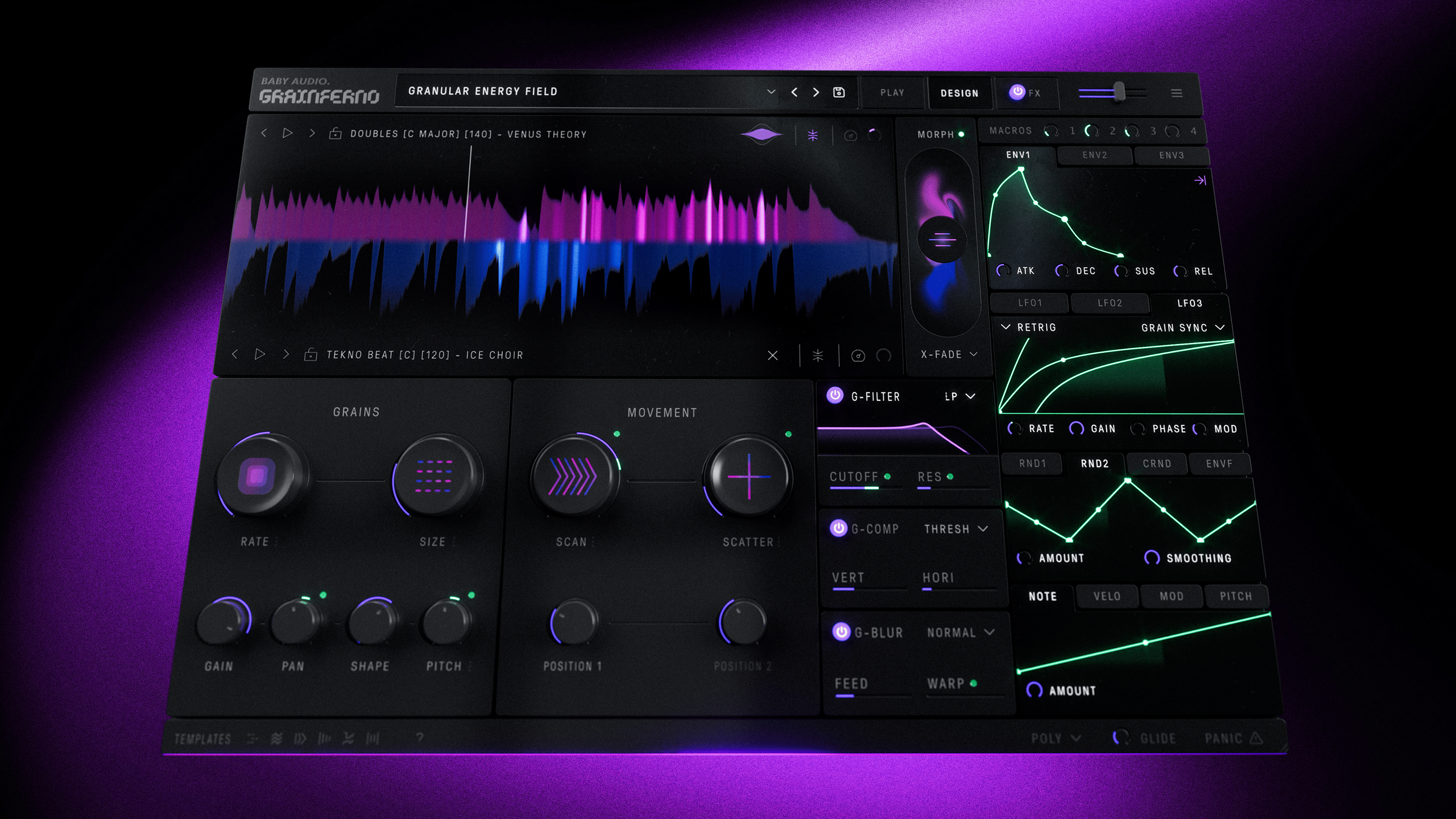 Baby Audio introduces its “most sophisticated synthesizer yet,” featuring a granular plugin with audio-rate modulation designed to create “completely unique textures.”]