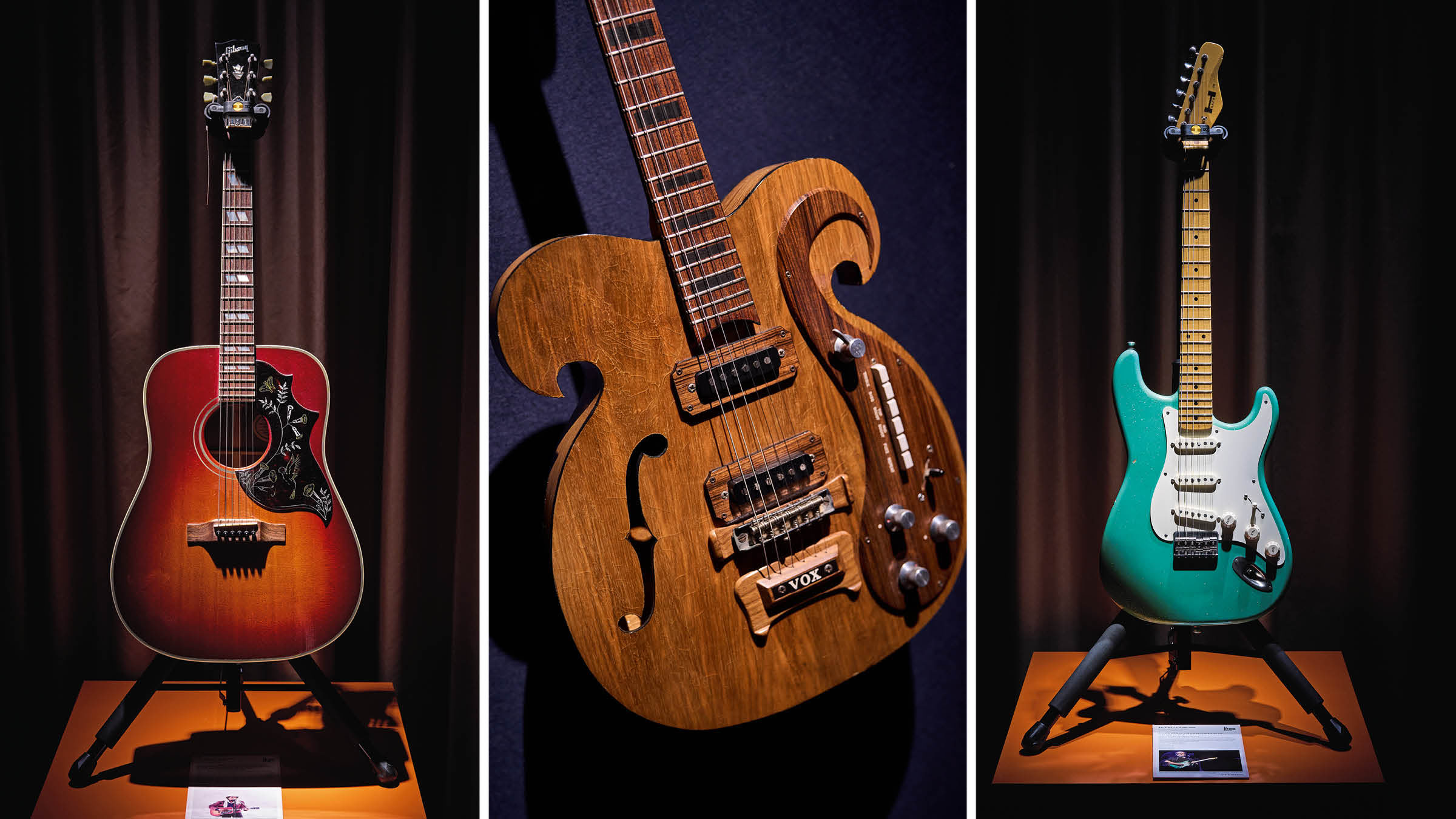 The Jim Irsay Collection [L-3]: The Gibson Hummingbird used by Bob Dylan at the inaugural concert for the then-President Elect Bill Clinton in &rsquo;93; Walter Becker of Steely Dan&rsquo;s stage-played Hahn 229 S-style electric; 1966 Vox Kensington prototype used by both John Lennon and George Harrison, and was present in the studio for the Magical Mystery Tour sessions.
