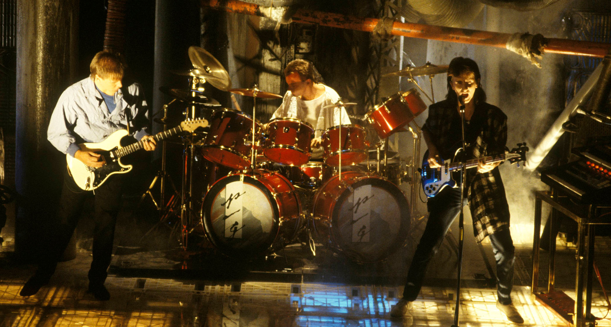 Rush on the set of the music video for The Body Electric.