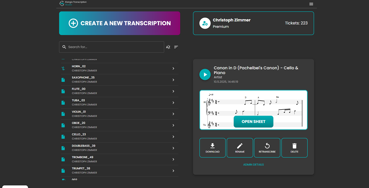Klang.io claims that Transcription Studio is the "first of its kind" AI music tool capable of simultaneously transcribing multiple instruments.]