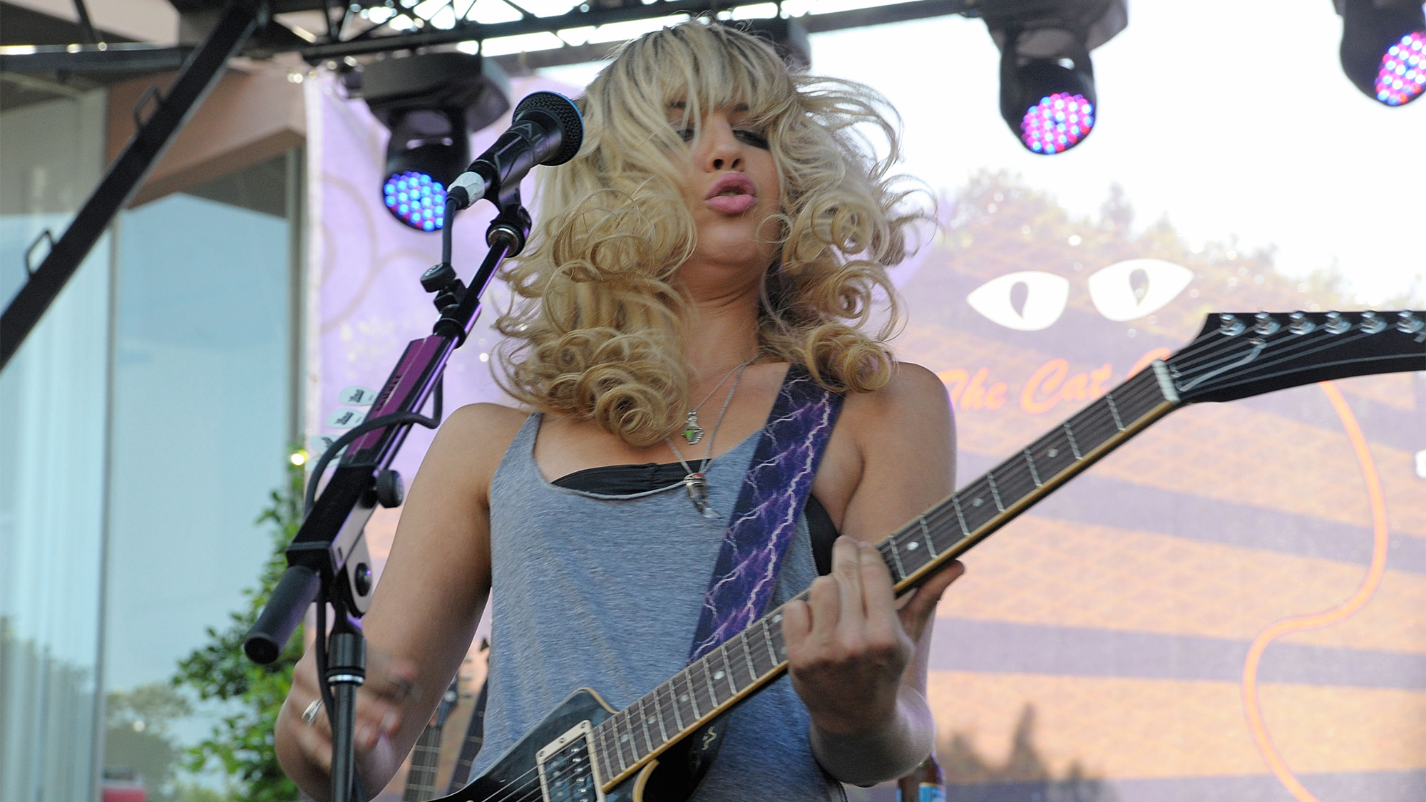 Allison Robertson of the rock group The Donnas performs on Day 3 of the 2nd Annual Sunset Strip Music Festival, held on Sunset Boulevard on September 12, 2009 in Los Angeles, California.