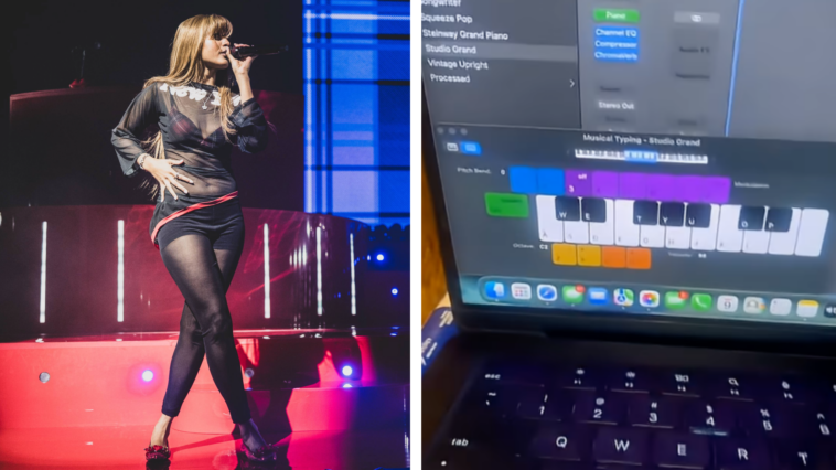 "PinkPantheress shares her process of composing and recording chord progressions by manually inputting them with her MacBook's QWERTY keyboard."]