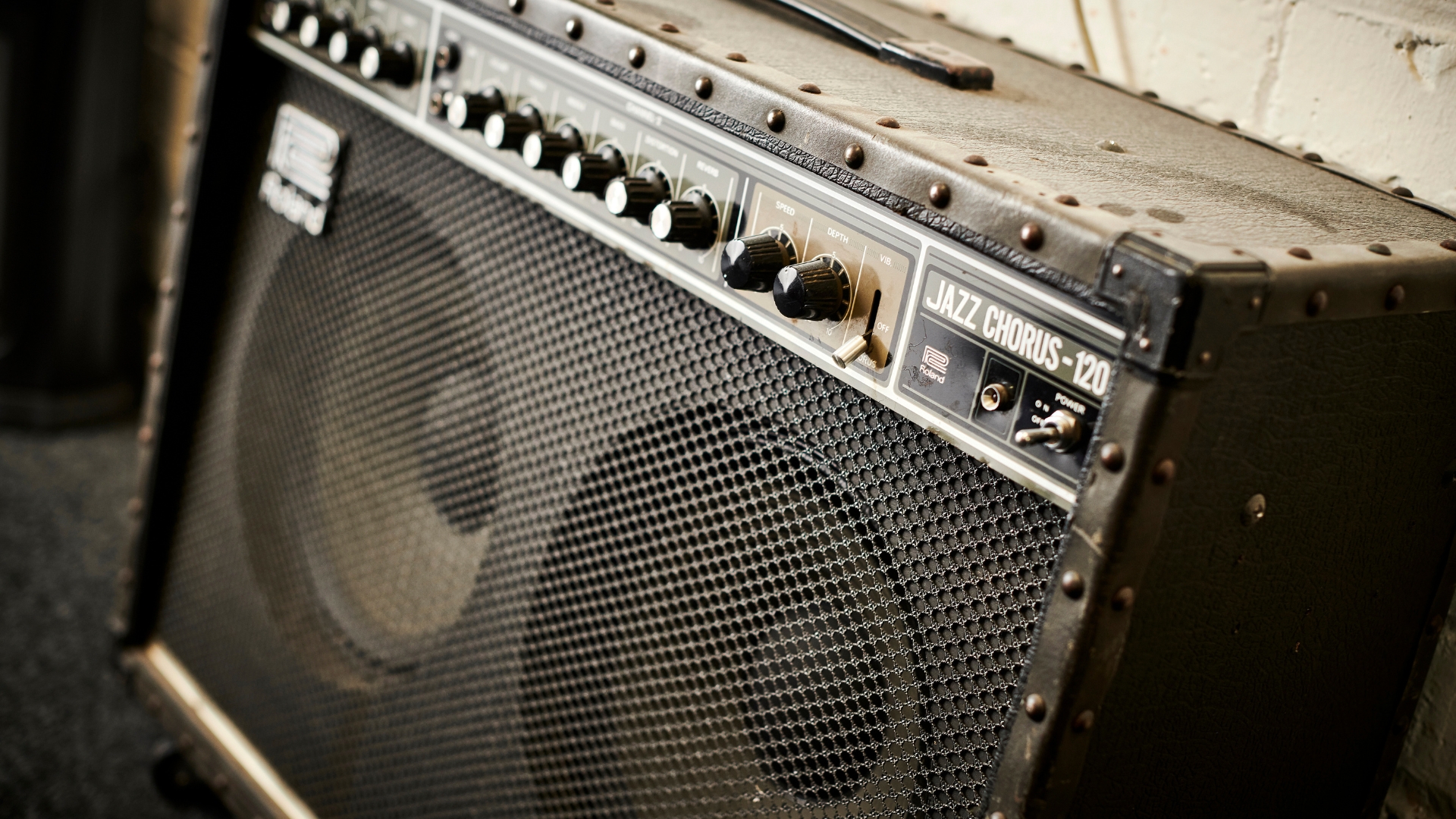 A Roland JC-120 solid state guitar amp