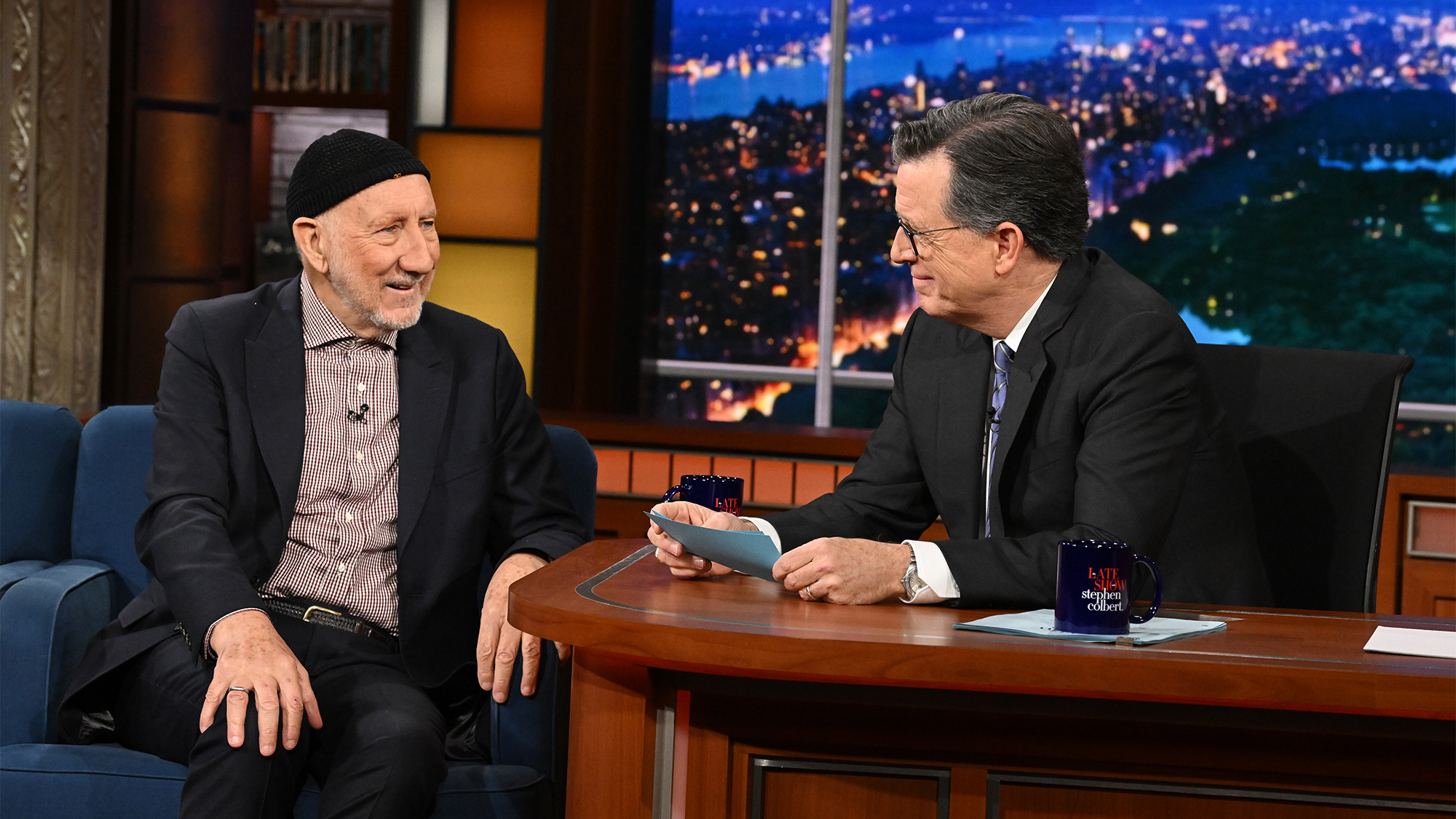 Pete Townshend and Stephen Colbert on the CBS series The Late Show with Stephen Colbert, scheduled to air on the CBS Television Network.