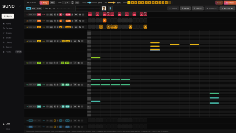 Suno Advances in Music Production with AI Step Sequencer MILO-1080]