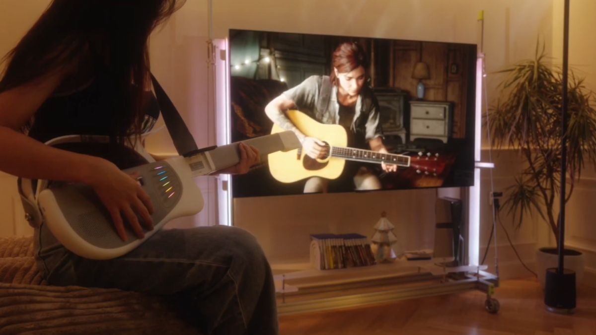 The inaugural AI guitar generates playable sections based on prompts.]