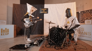 "They identify as a Mantra-Rock Dada Pythago-Cubist Orchestra, with their name meaning 'chest angina': Exploring the microtonal music theory of the viral math-rock group Angine de Poitrine."]