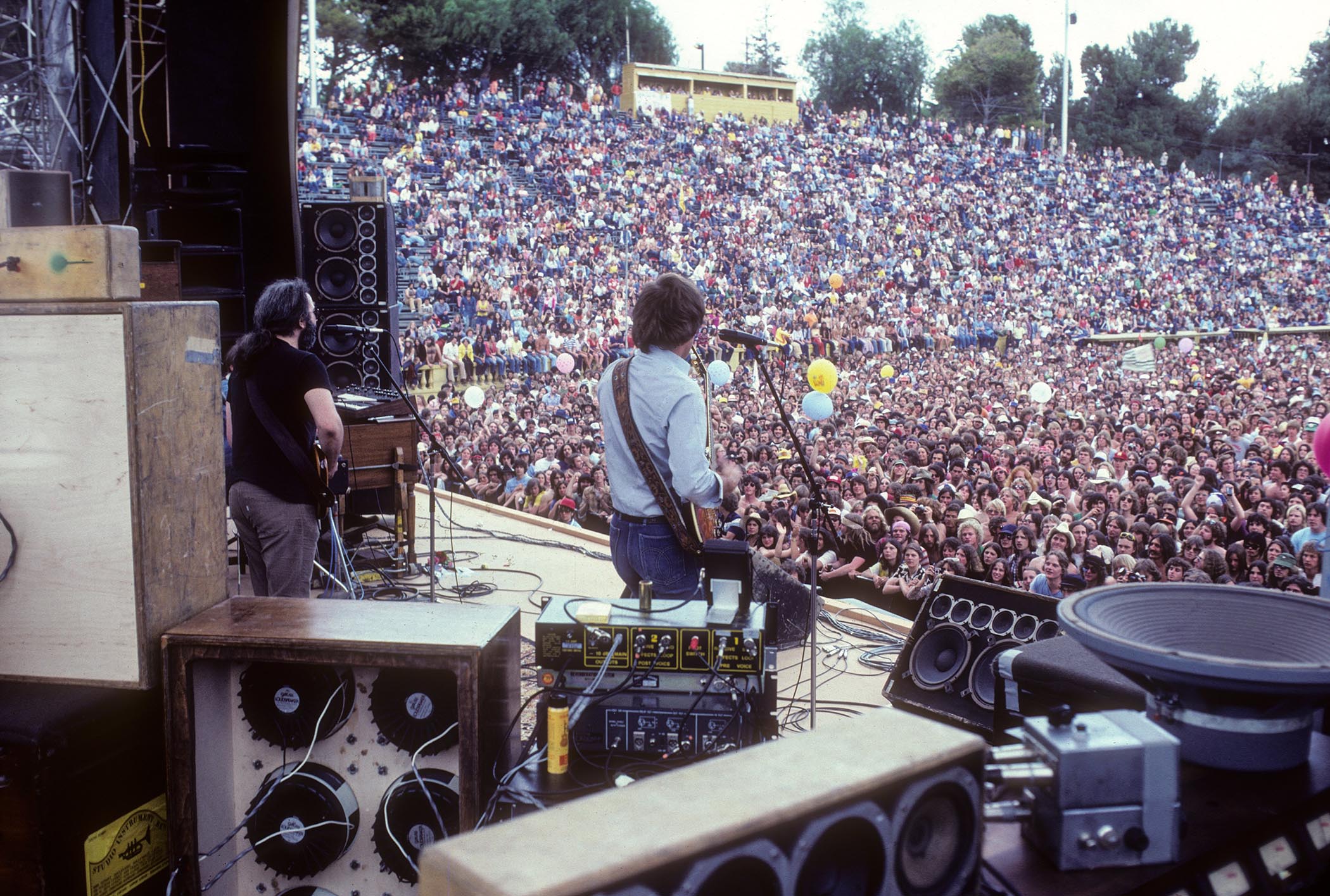 The view from the back of the stage as Grateful Dead rock Spartan Stadium on April 22, 1979 in San Jose, California
