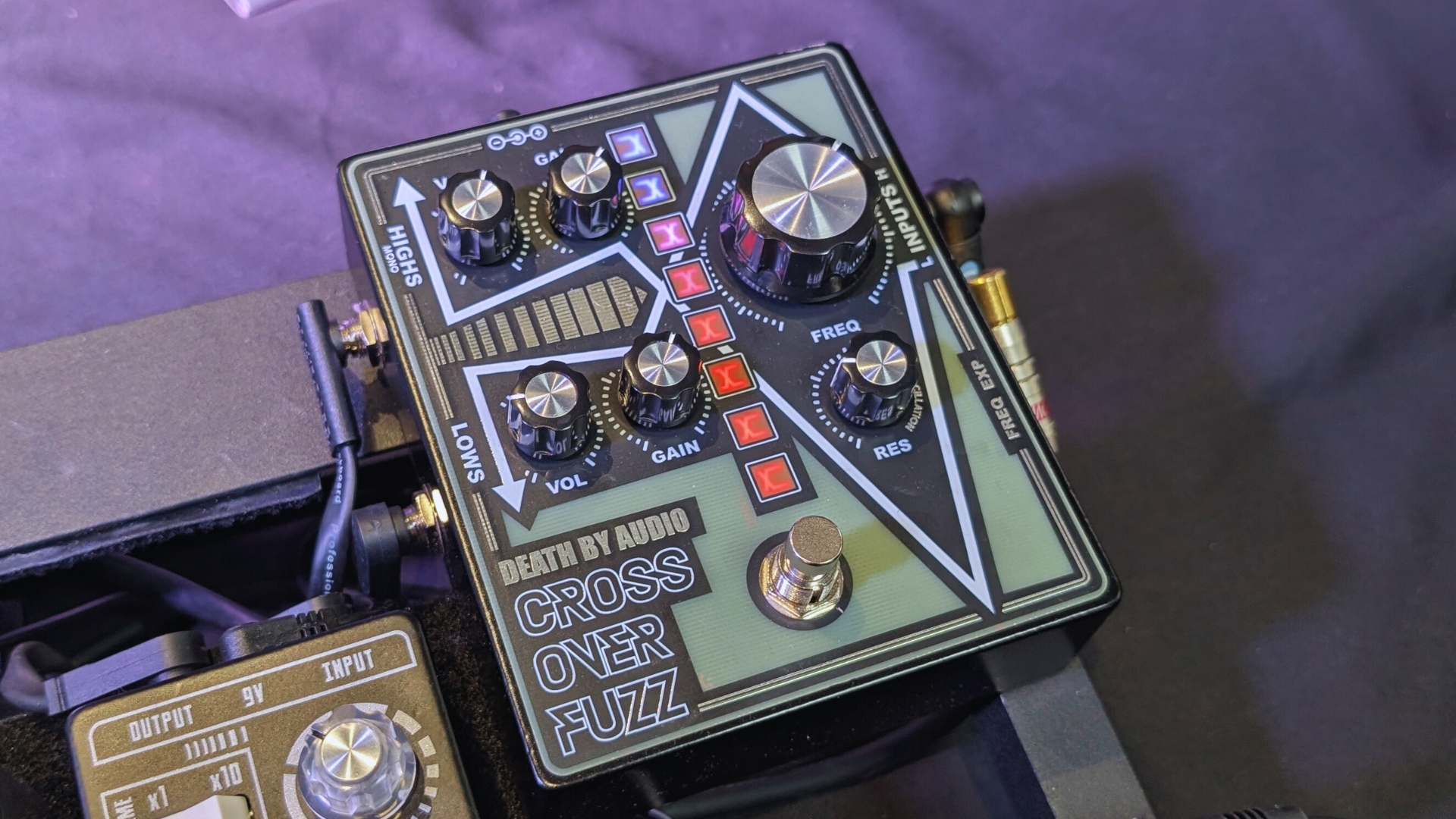 A Death by Audio Crossover Fuzz guitar pedal at The Guitar Show in Birmingham, UK