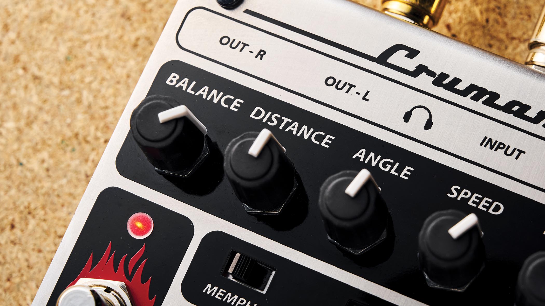 The Crumar Burn is a rotary speaker emulator that is designed for keyboards but works just fine for guitar &ndash; it has a brushed metal chassis with black dials and control panel