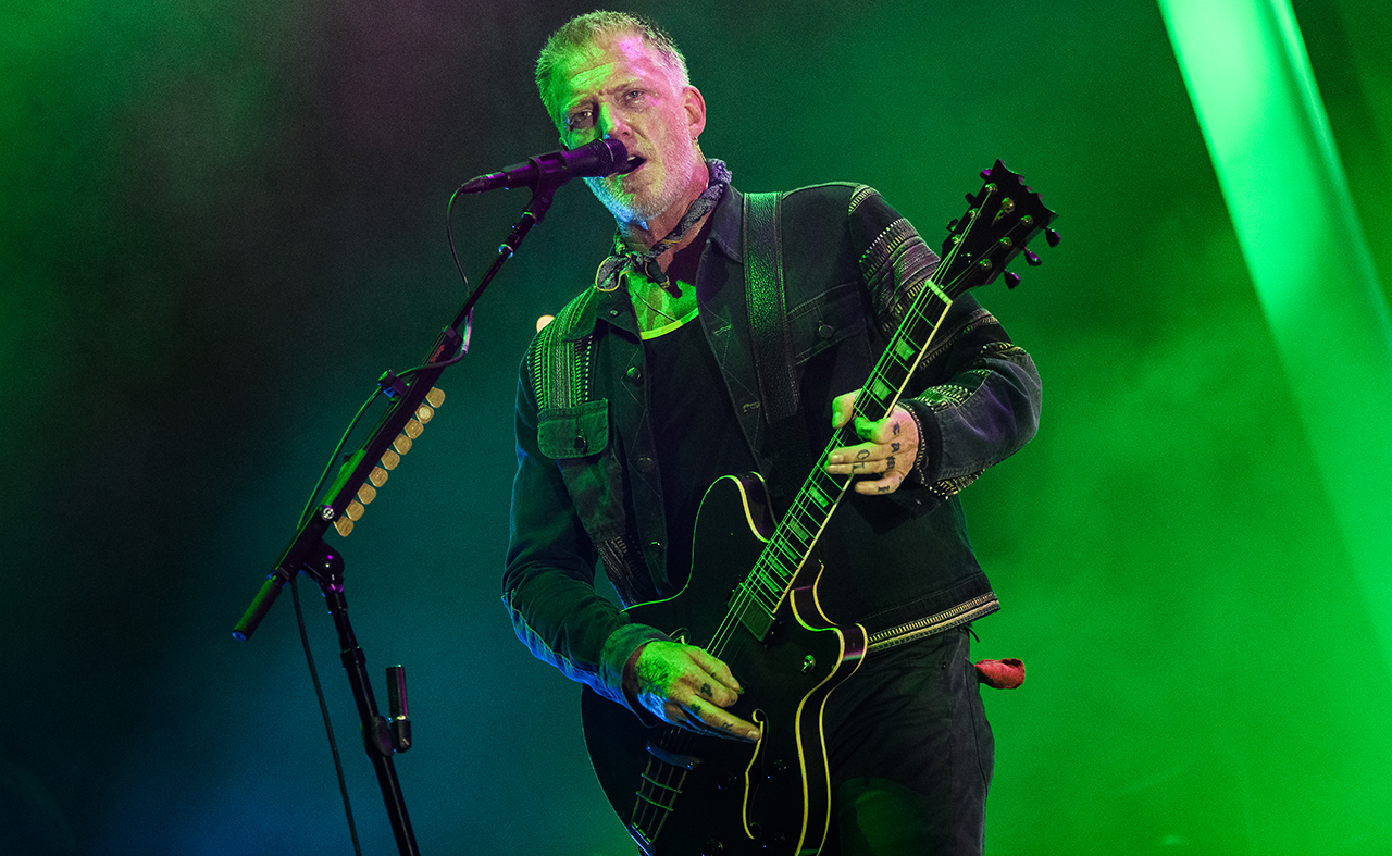 Josh Homme of Queens Of The Stone Age performs at Helsinki Ice Hall on August 4, 2025 in Helsinki, Finland.