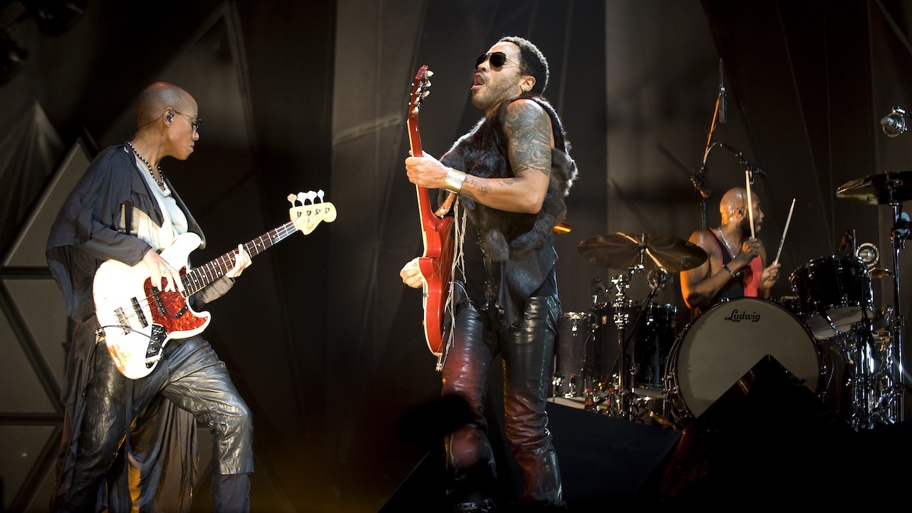 Gail Ann Dorsey (left) and Lenny Kravitz perform on stage at Ahoy in Rotterdam, Netherlands on October 17, 2011