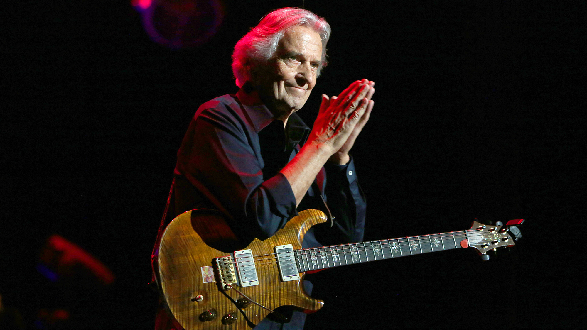 John McLaughlin performs onstage during John McLaughlin &amp; Jimmy Herring's final concert of "The Meeting of the Spirits" farewell U.S. tour at Royce Hall on December 9, 2017 in Los Angeles