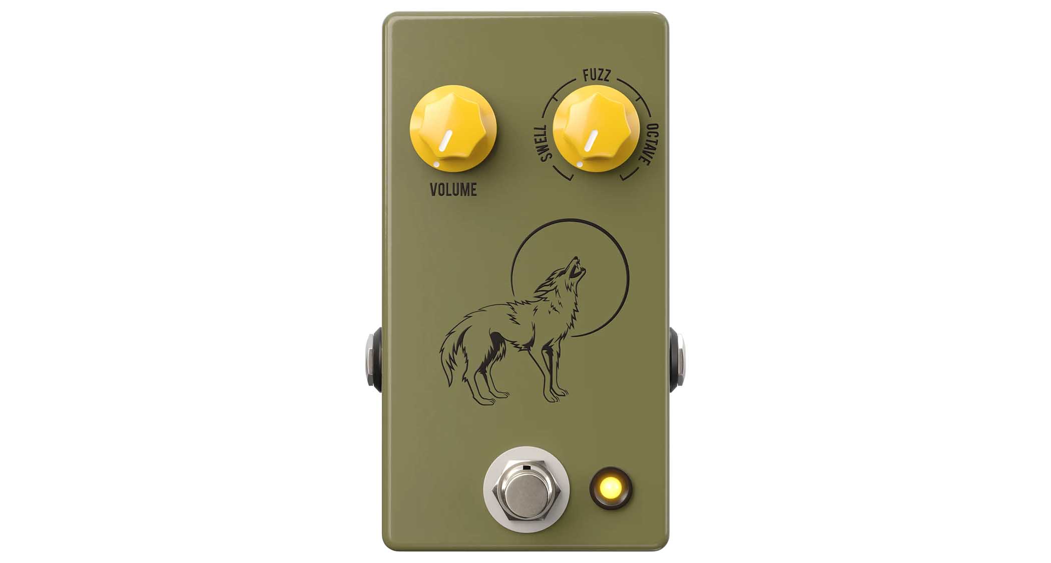 The JHS Pedals Coyote is a replication of the Moonrock Fuzz, a cult classic made by G.S. Wyllie, and it comes in a gold enclosure with artwork featuring a black Coyote howling.