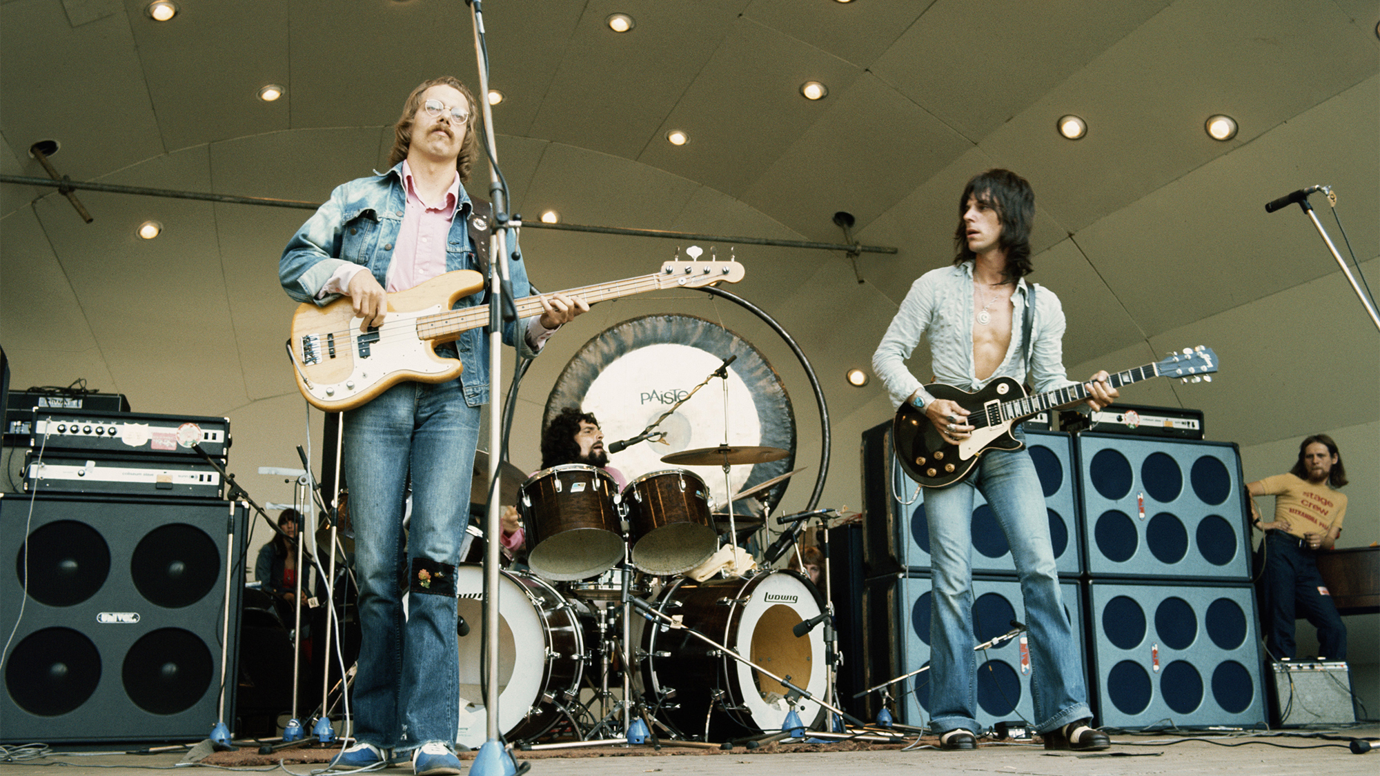 Beckm Bogert &amp; Appice at Crystal Palace in London, England on September 15 1973. (from left) Tim Bogert, Carmine Appice and Jeff Beck