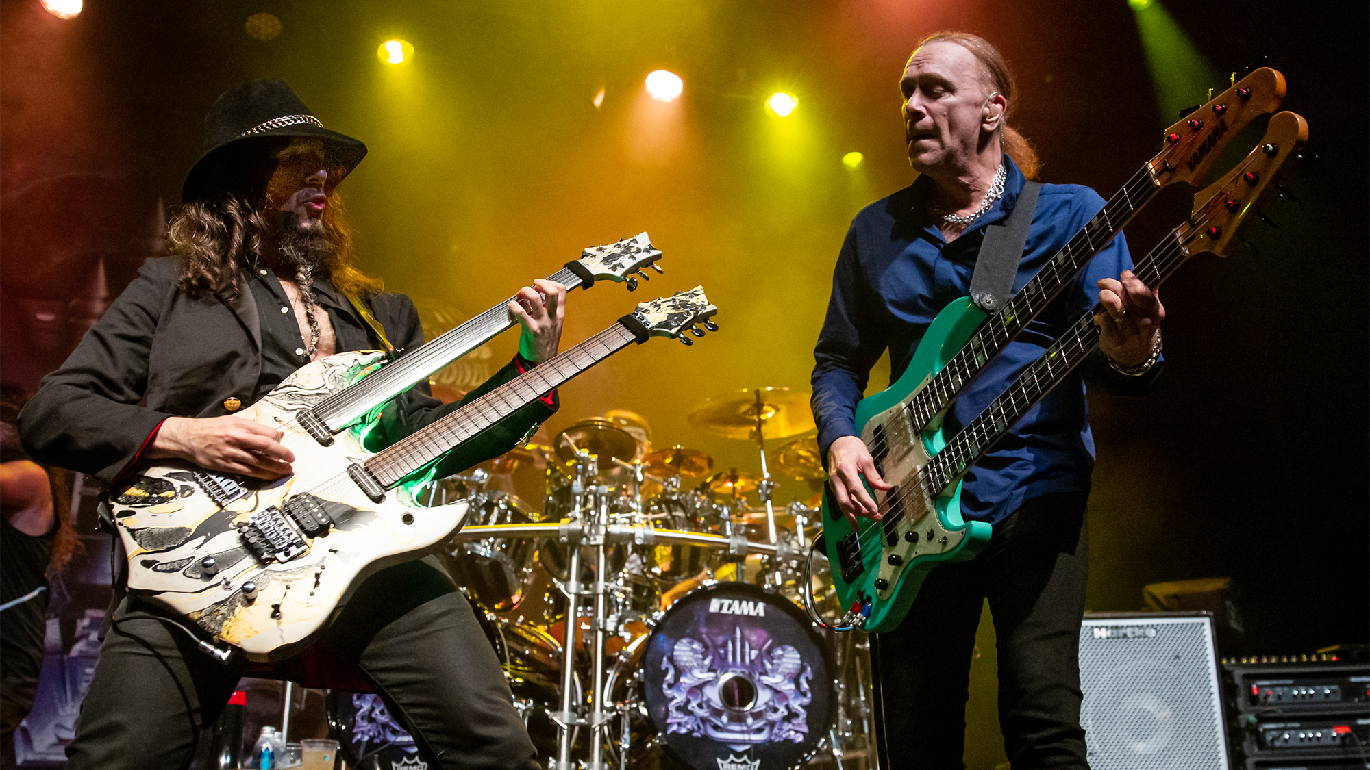 Ron "Bumblefoot" Thal and bassist Billy Sheehan of Sons of Apollo perform at The Fillmore on January 26, 2020 in San Francisco, California.