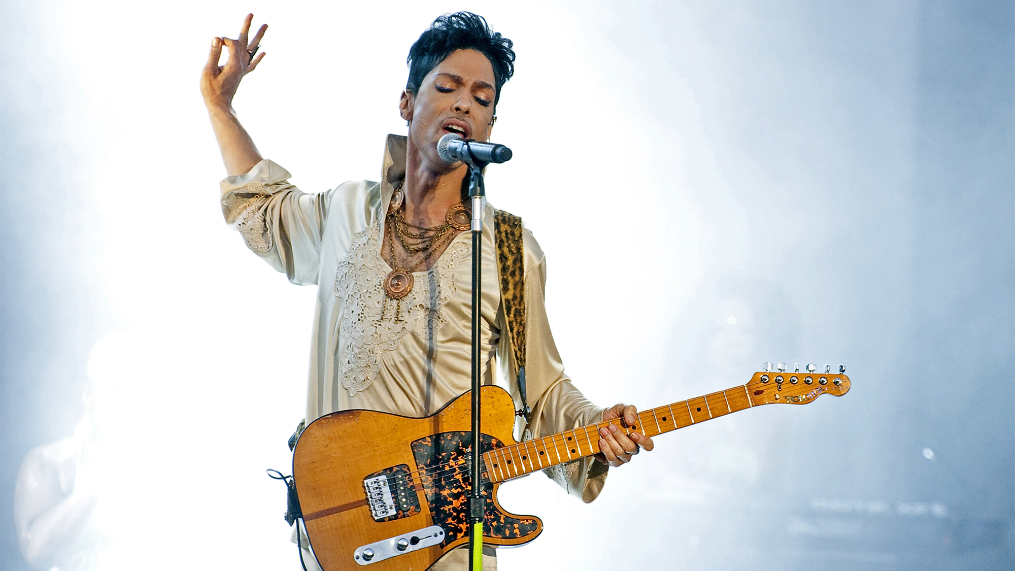 Prince headlines the main stage on the last day of Hop Farm Festival on July 3, 2011 in Paddock Wood, United Kingdom.