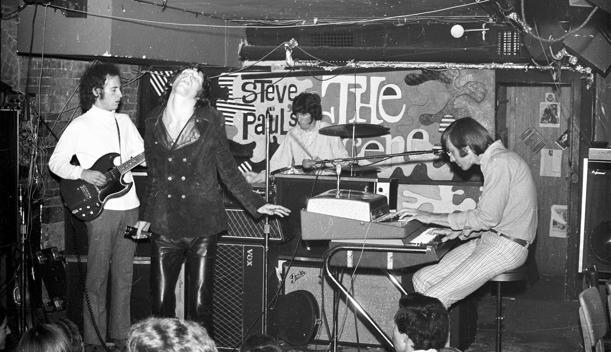 The Doors perform onstage at Steve Paul's The Scene nightclub on June 27, 1967 in New York, New York