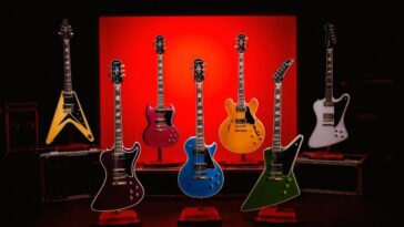 Epiphone's Futura series introduces contemporary enhancements to classic Gibson models.]
