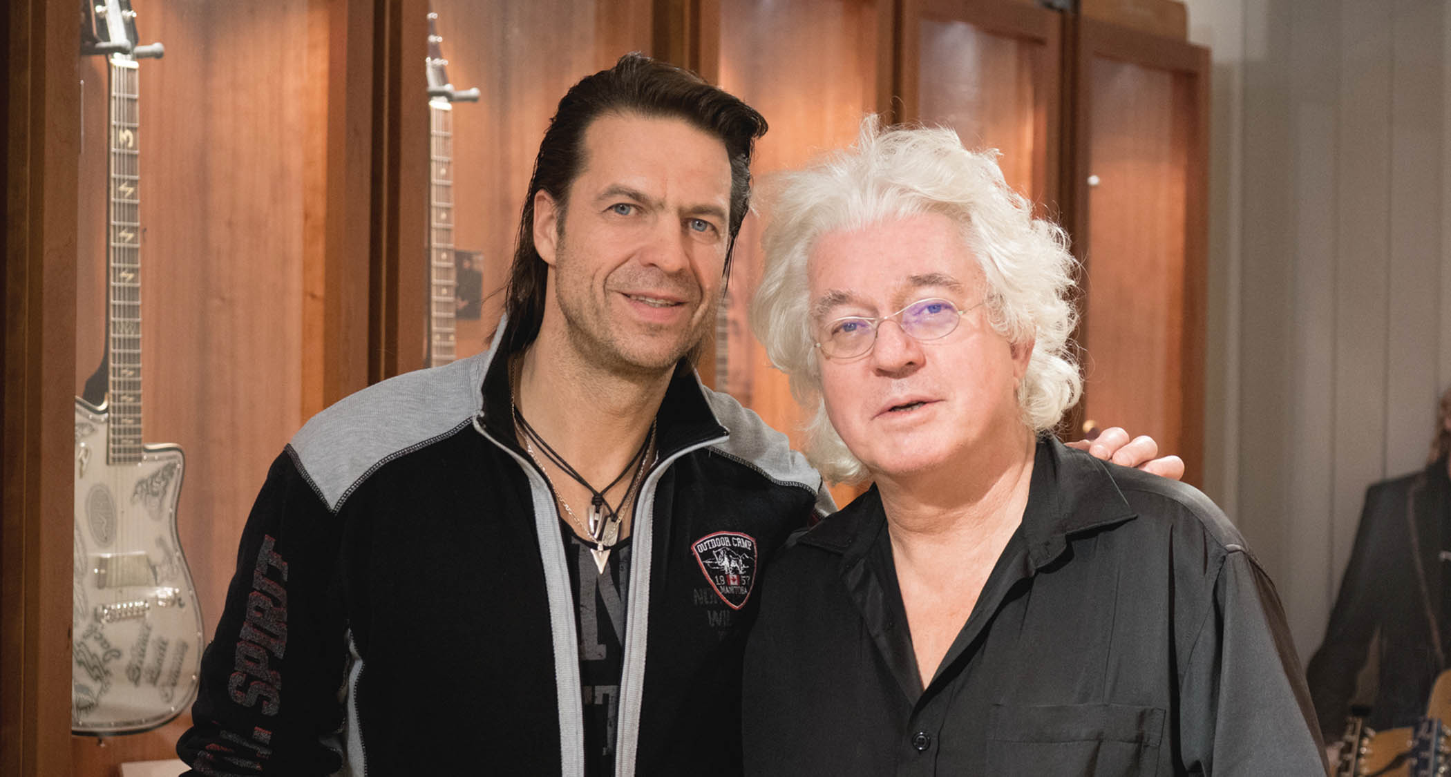 Dieter G&ouml;lsdorf (right), designer and founder of Duesenberg Guitars, pictured with co-owner Ingo Renner