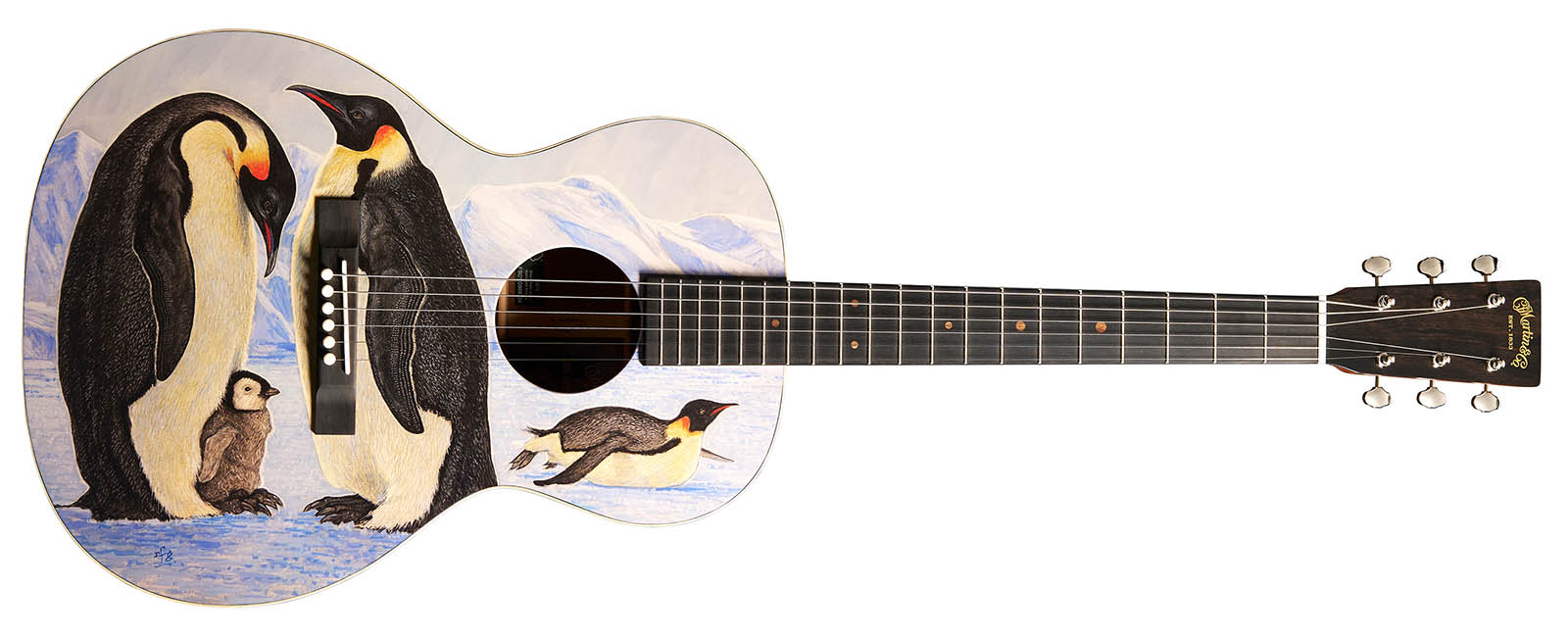 The Martin 00L Biosphere IV is created in tribute to the emperor penguin, and features a family of them on its graphic-finish top.