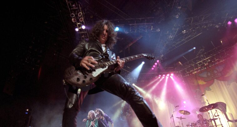 Joe Perry Discusses the Influence of Jimmy Page on His Custom Black Burst Guitar]