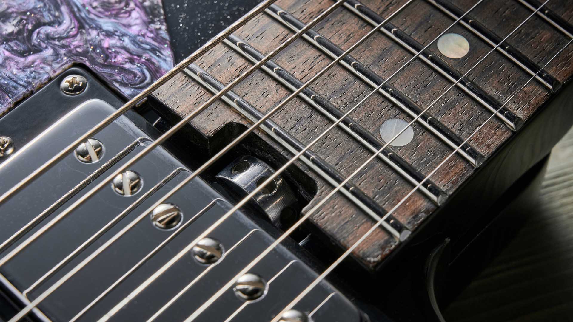 The Venus Revolution is a short-scale electric designed for female players and comes with swappable pickguards